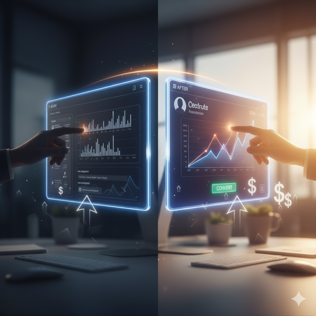 Before and after website redesign comparison